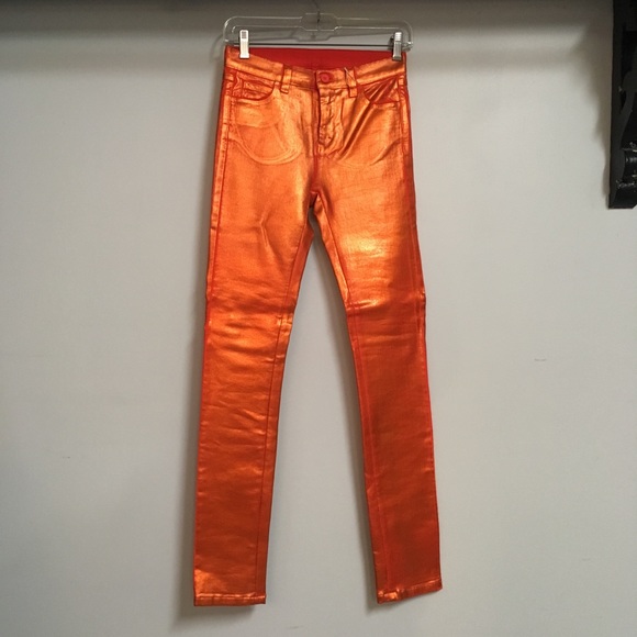 Orange shiny pants Clearance